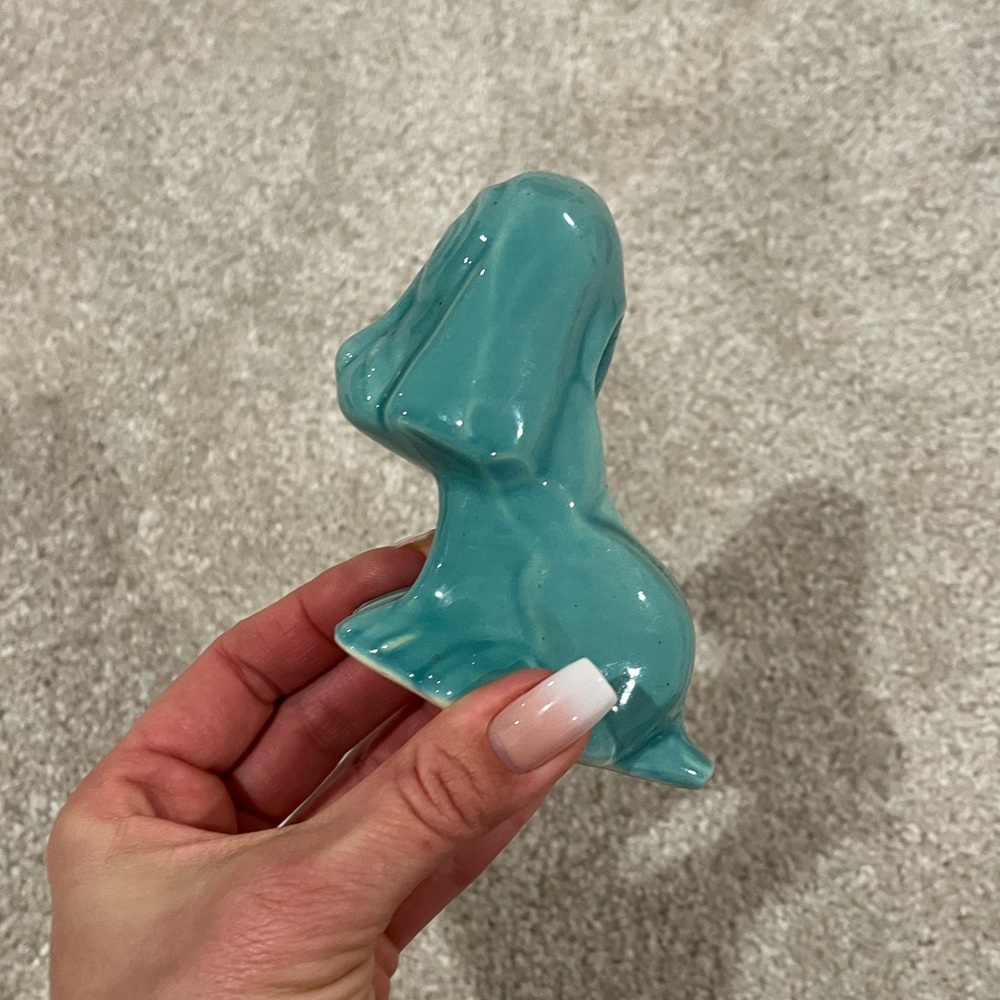 Vintage Ceramic Turquoise Blue Dog Figurine Planter - Picture 4 of 6